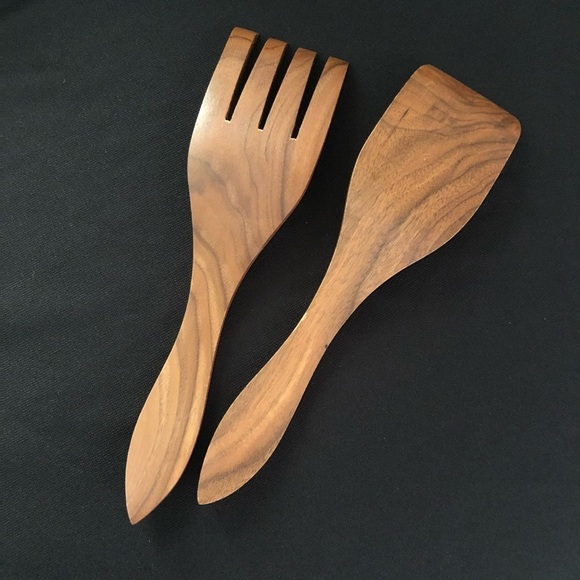 Wooden Salad Fork and Spoon Set - Picture 6 of 7